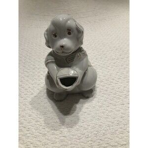 Vintage Japanese  White and Gold Porcelain Glaze Dog Creamer 1940-1960